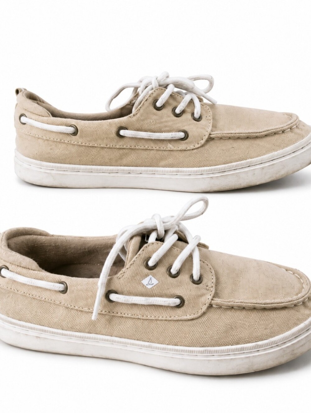 Sperry Sea Ketch Men’s 7M Beige Canvas Boat Shoes Casual Loafers